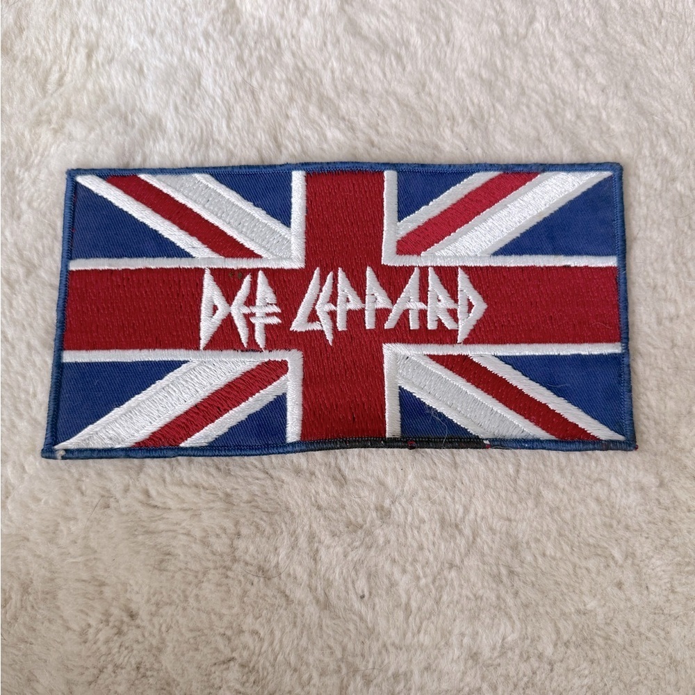 Def Leppard Vintage 1980's‎ Embroidered Union Jack Patch 7.5" X 4" HTF
